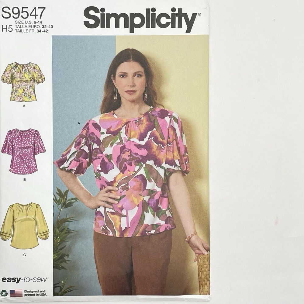 Simplicity S9547 Sewing Pattern Misses Top Tunic Easy To Sew Size 6-14 H5 UNCUT